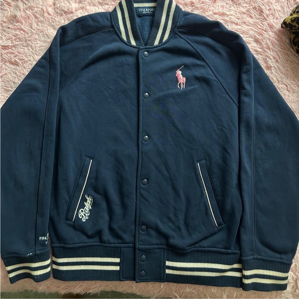 Exclusive Pink Pony Ralph Lauren Navy Varsity Jacket